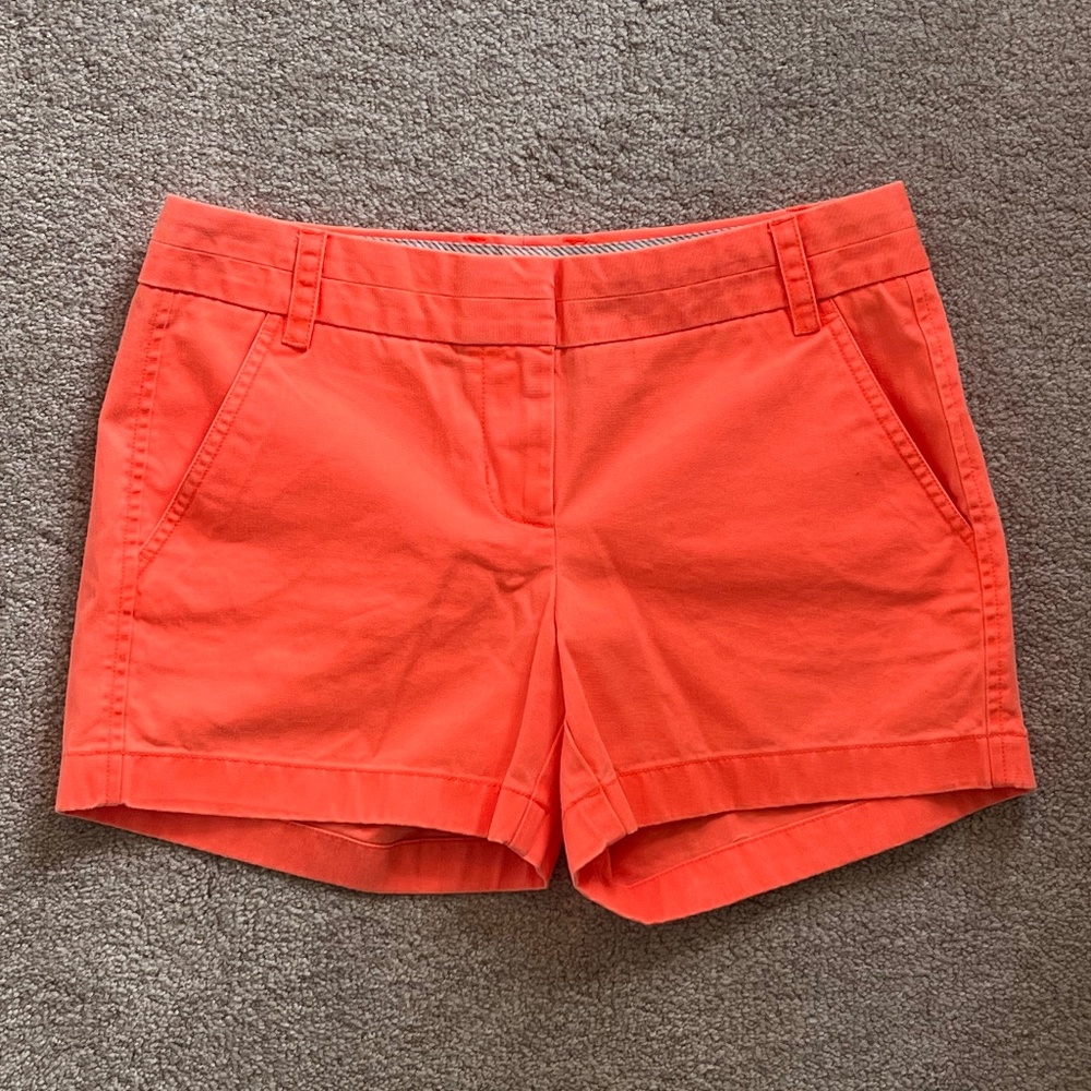 J. Crew Classic 4” Chino Shorts Neon Orange Size 2